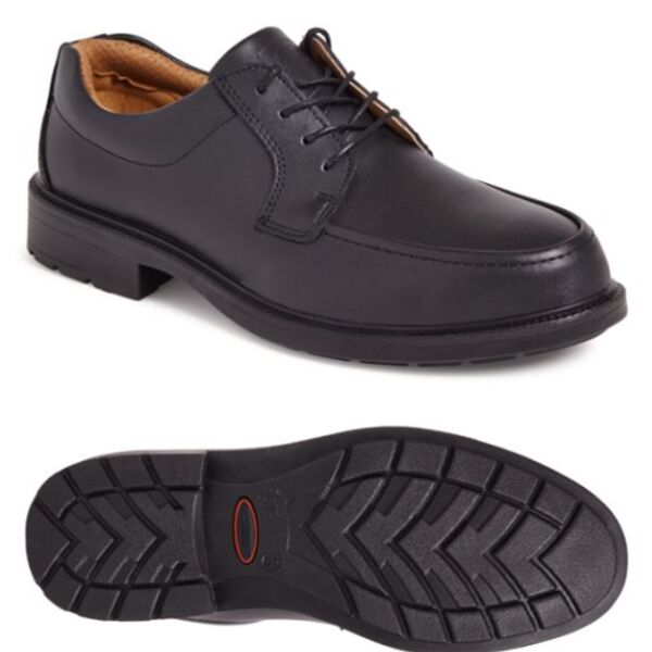 SS502CM - Black Plain Front Tie Safety Shoe Thumbnail